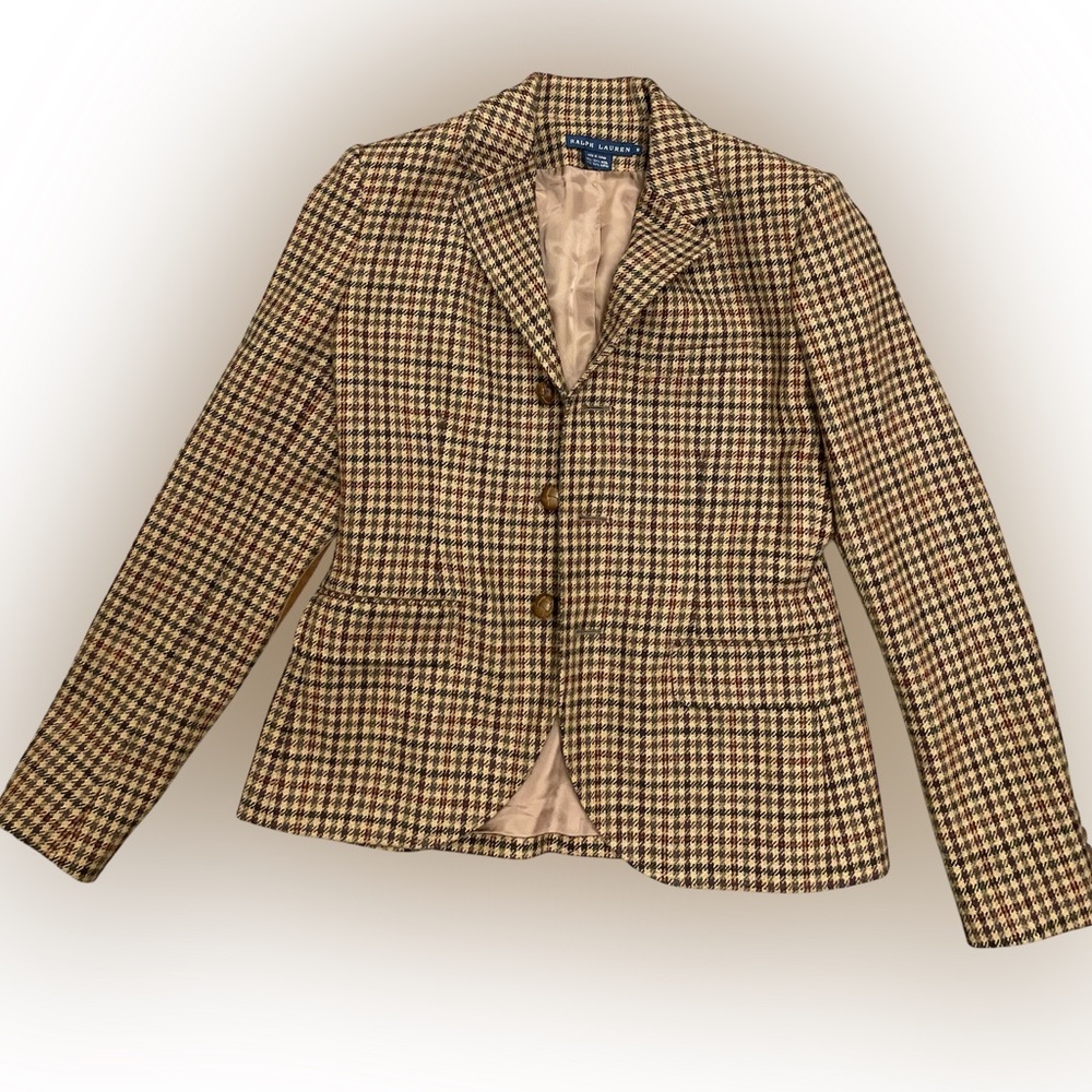 Ralph Lauren brown plaid blazer women’s size 8